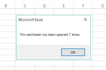 Workbook_Open event-handler Excel VBA example