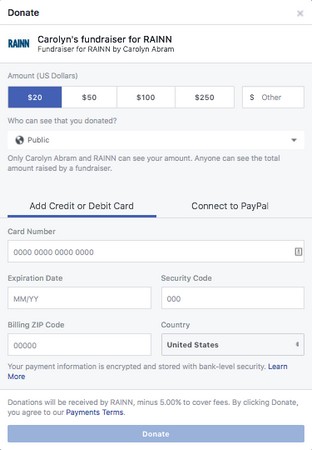 facebook donations