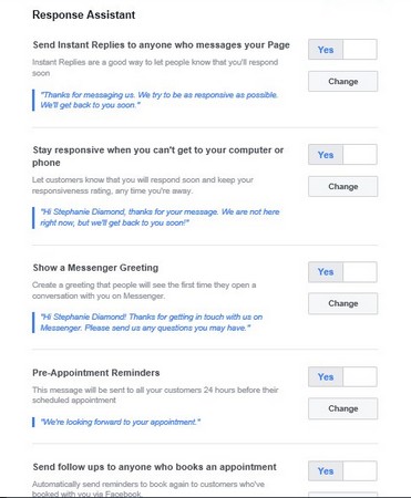 Response Assistant Facebook