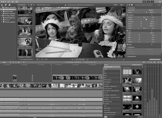 Final Cut Pro X editing software program.