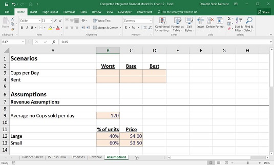 making assumption sheets for excel