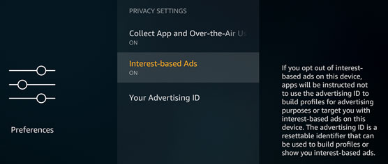 interest-based ads setting