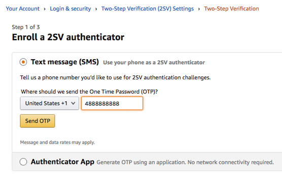 receiving two-step verification codes