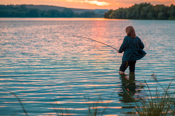 woman fishing