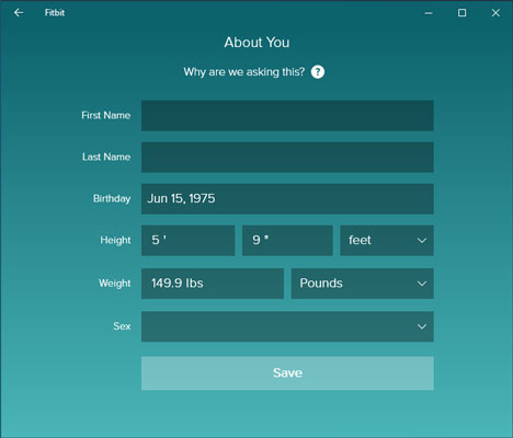 Fitbit About You screen