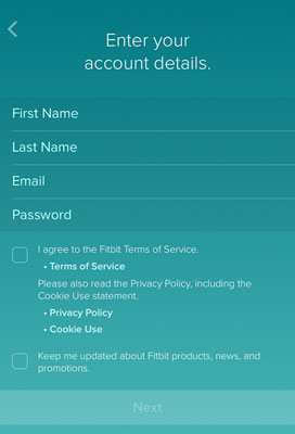 fitbit sign up account