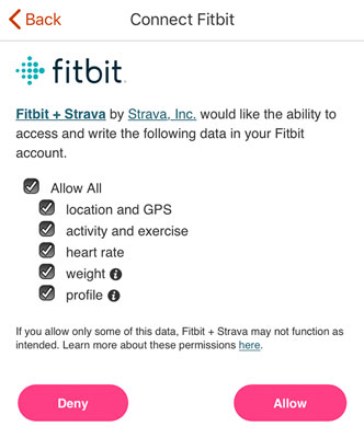 Strava access to Fitbit data