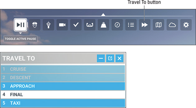 Screenshot showing fast travel options