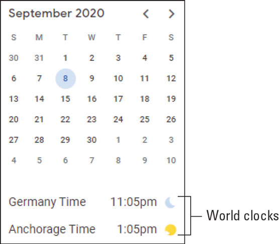 Calendar world clocks