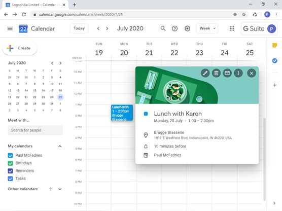 Calendar: G Suite's scheduling app.