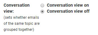 Conversation View Off radio button.