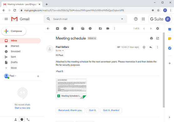 Gmail: G Suite's email app.