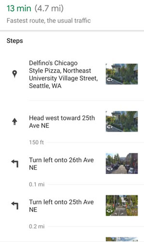 Maps step-by-step directions