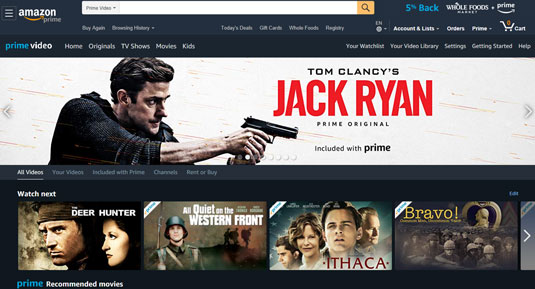 Amazon Prime Video home page