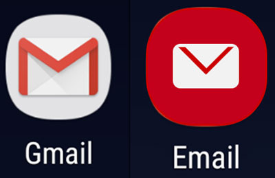 The Email and Gmail icons.