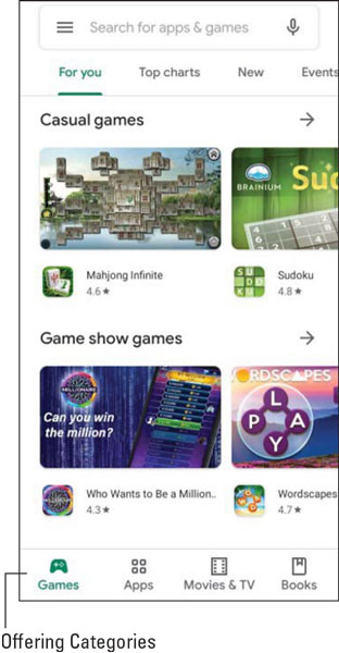 Games link on the Google Play