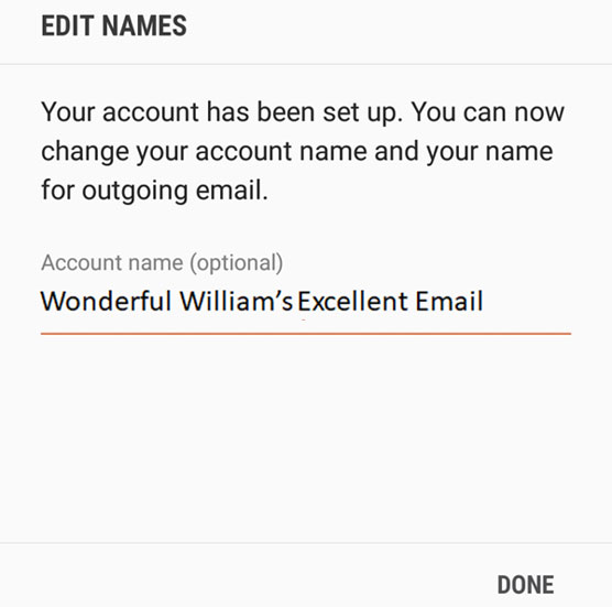 Naming your email account.