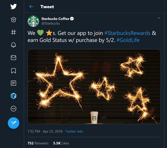 Starbucks Rewards hashtag
