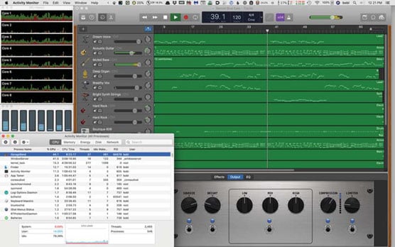 CPU usage in GarageBand