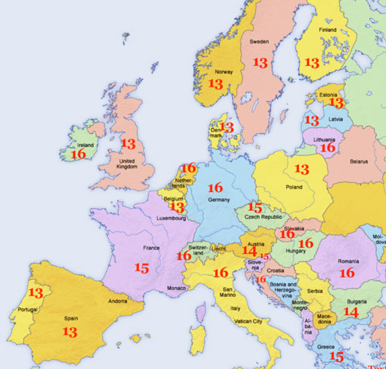 EU ages for online consent