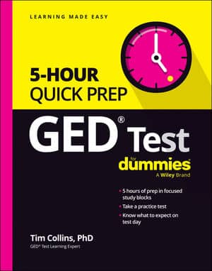 GED Test 5-Hour Quick Prep For Dummies book cover