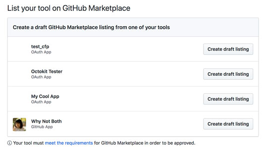 GitHub app listings