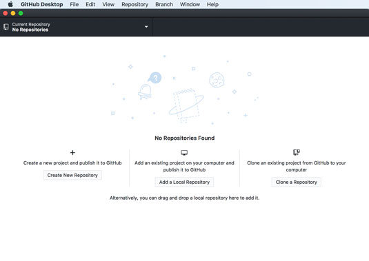 GitHub Desktop application default view