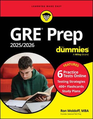 GRE Prep 2025/2026 For Dummies (+6 Practice Tests & 400+ Flashcards Online) book cover