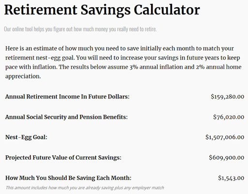 Retirement calculator