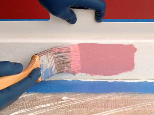 Apply the paint in one stroke in one direction on the widest part of the trim.