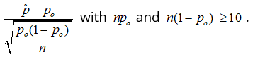 hypothesis test for one population proportion <em>p</em>