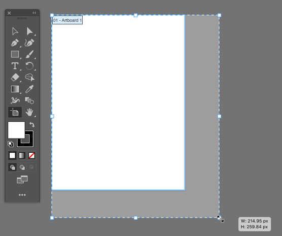 Resizing an artboard.