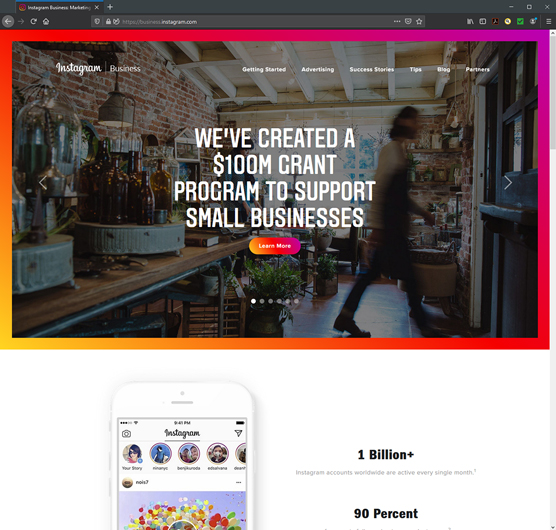 Instagram business website