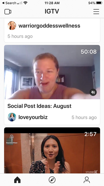 The IGTV home feed