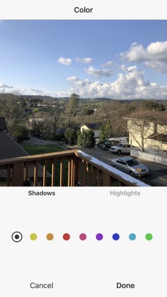 Instagram editing color