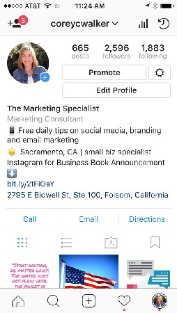 INstagram business profile