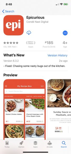 Epicurious app