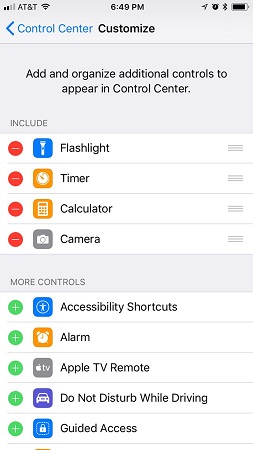 customize iPhone Control Center