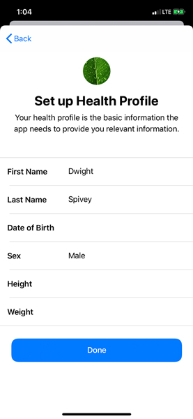 Health app Profile