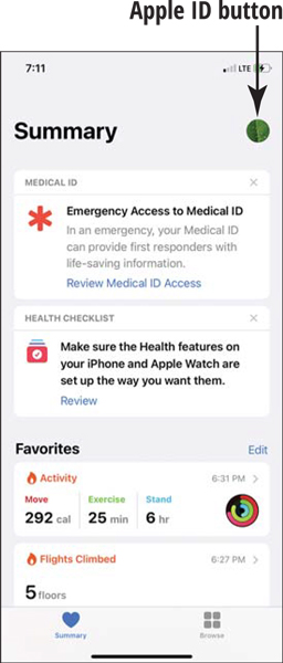 Health app Summary screen