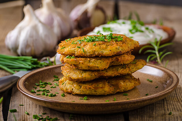 Photo of a stack of potato pancakes