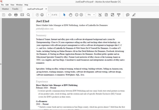 How To Export Your Linkedin Profile To A Pdf File Dummies