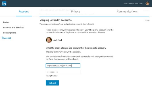 merge LinkedIn accounts