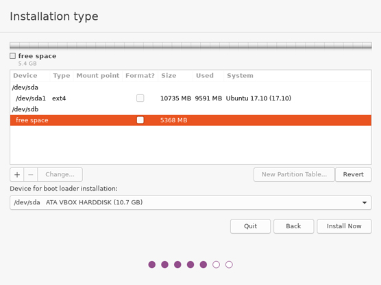 The Ubuntu manual partition utility.