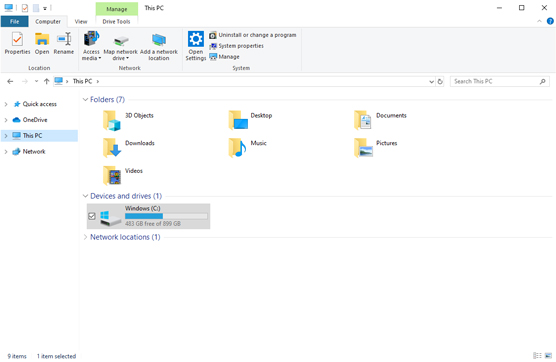 La finestra Esplora file di Windows 10.