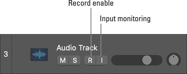 Graphic showing Logic Pro track header window