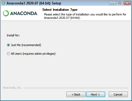 Anaconda install wizard