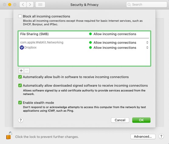 Mac firewall options