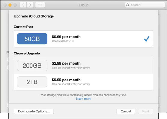 increasing iCloud storage