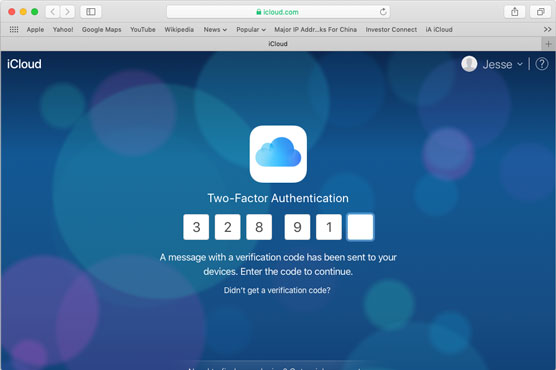 Enter your verification code on your Mac.